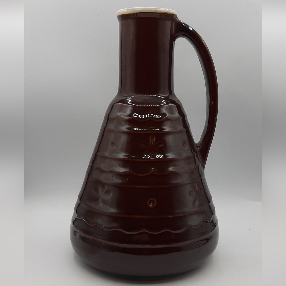 Vintage Marcrest Daisy & Dot Brown Pottery Carafe Stoneware Pitcher 10" Tall